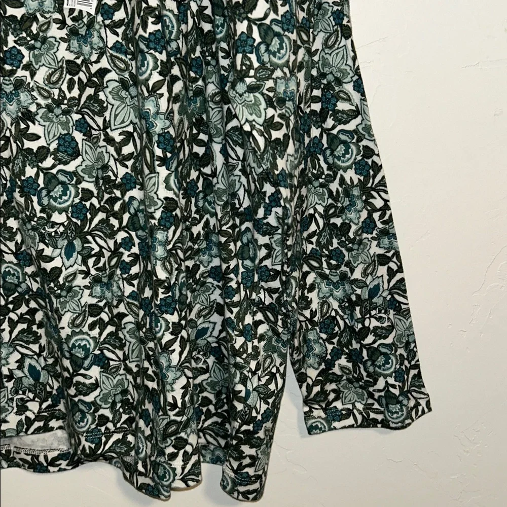 Croft & Barrow 3X The classic Long Sleeve Cotton Crewneck Floral Print Tee